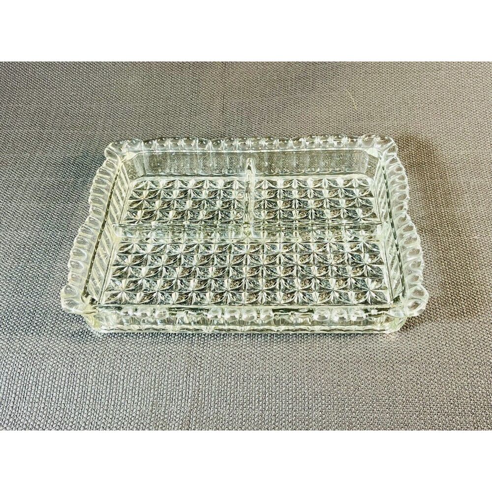 Vintage MCM Mid Century Glass Condiment Dish Indiana Glass